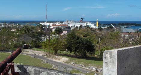 ship viewed from Fort Fincastle
